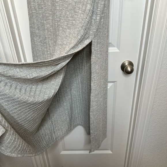 Chaser‎ Poor Boy Rib Long Sleeve side slit gray Henley maxi dress sz Small - Picture 3 of 4